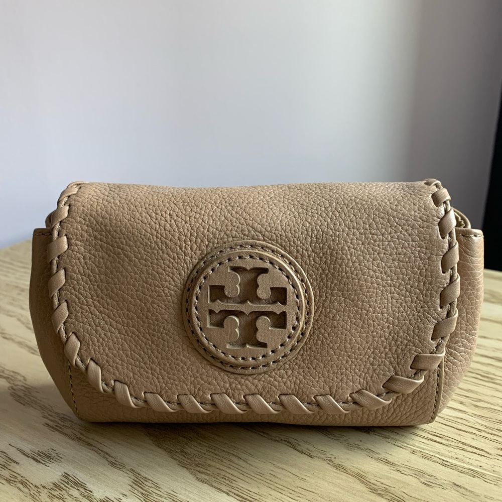 Authentic Tory Burch mini crossbody tan bag
